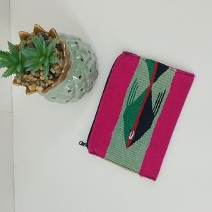 Woven Fair Trade Type Lined Zippered pouch with a Fish 7" x 5"